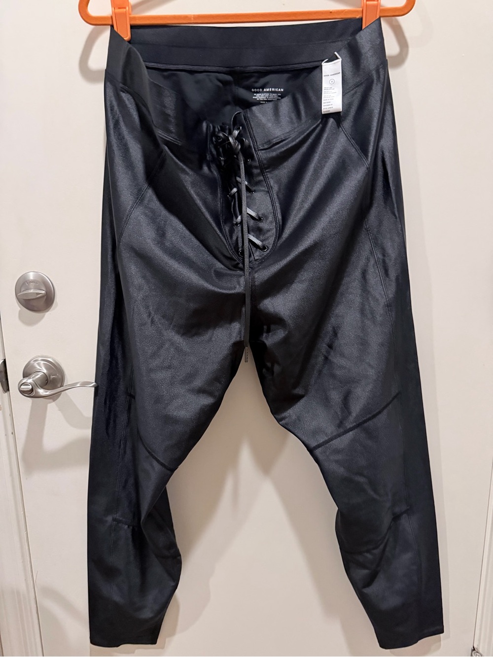 Good American Black Lace-Up Jogger Pants